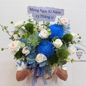 Giỏ Hoa Tone Xanh Dương